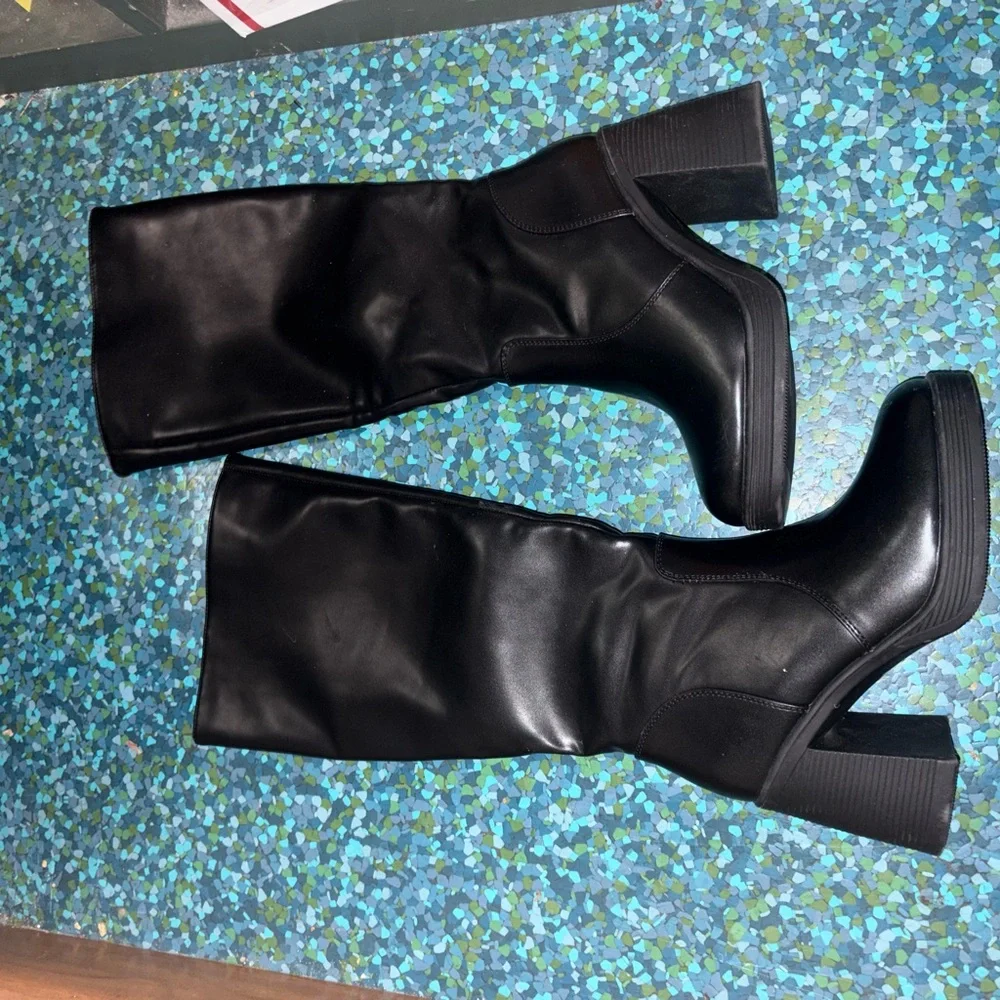 Dream Pairs Black Over-the-Knee Block Heel Boots